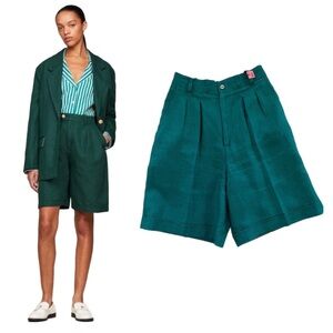 BeRmUdA HiGh WaIsT L00sE FiT WiDe LeG LiNeN Sh0rTs